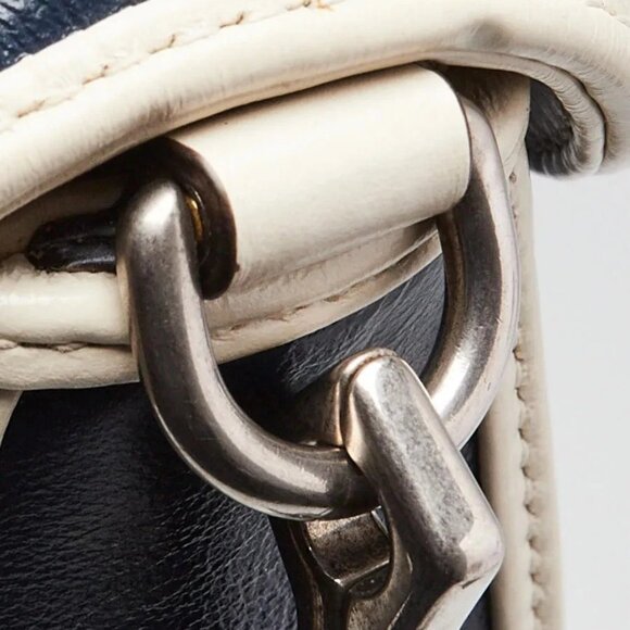 Gucci Blue/White Quilted Leather Marmont Mini Torchon Top Handle Crossbody Bag - Picture 6 of 12